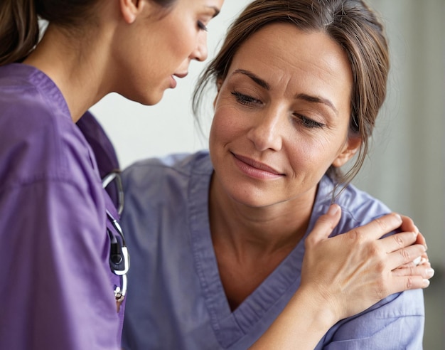 Photo a nurse comforting a patient