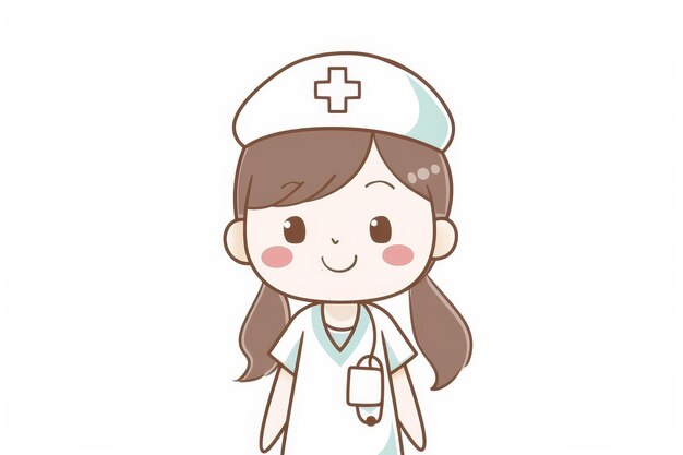Photo nurse cute character simple illustration simple details white background ar 32 style raw v 6 job id 5818812c44f9486ba86f3034fa1ee8a3