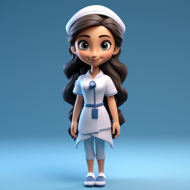 nurse doctor character in 3D style icon button for Internet web interface and website layout Preschool education of children on colorful 3D pictures used as the alphabet