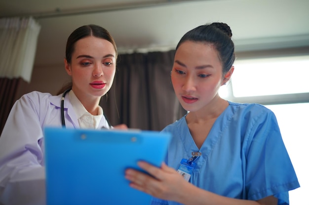 Nurse and doctor team ready for work day