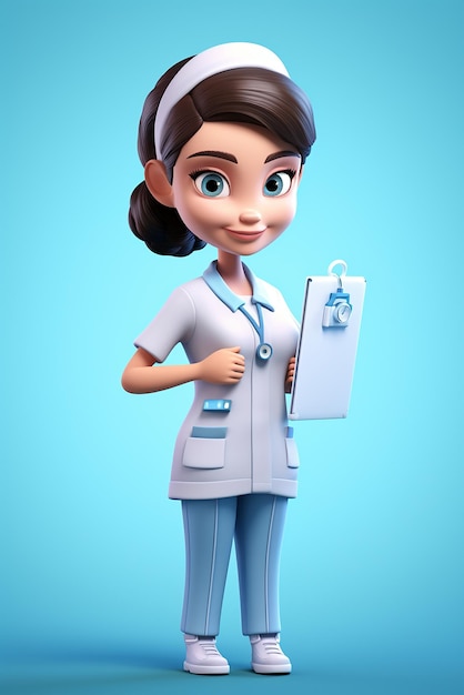 Nurse girl 3d pixar style cartoon model