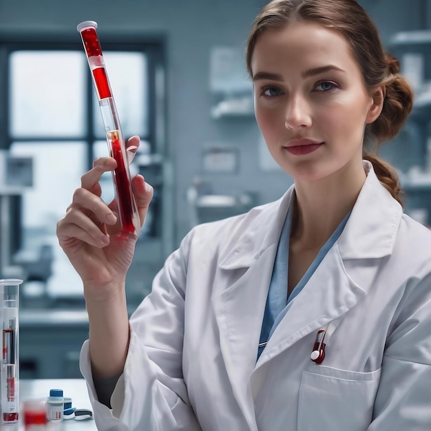 Nurse holding a blood test tube