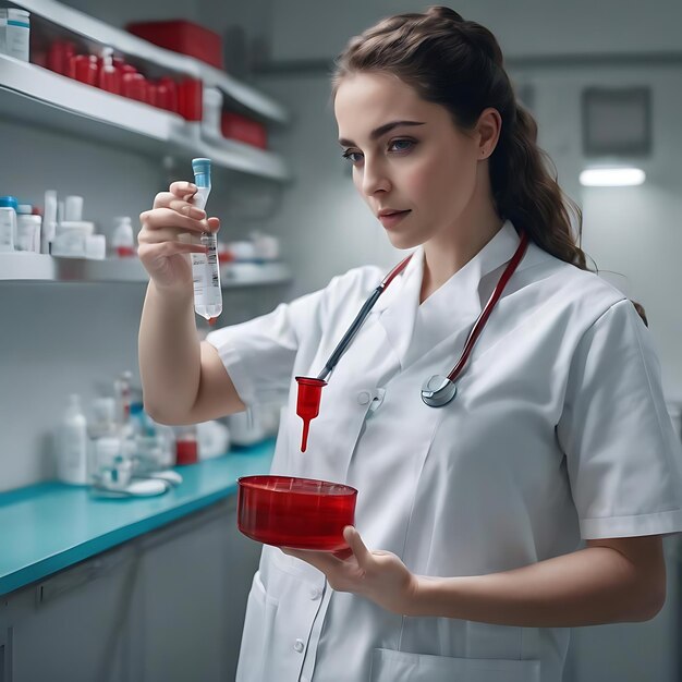 Nurse holding a blood test tube