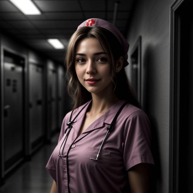 A nurse on the hospital corridor