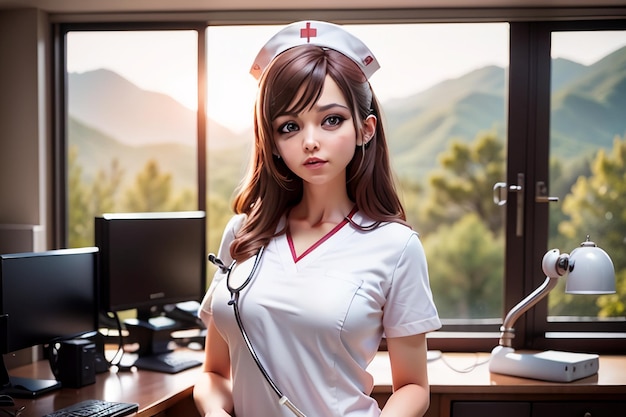 A nurse in a hospital room