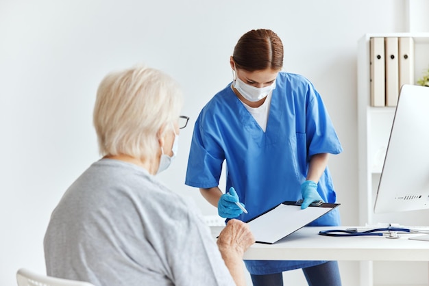 Nurse and patient patient examination medical masks