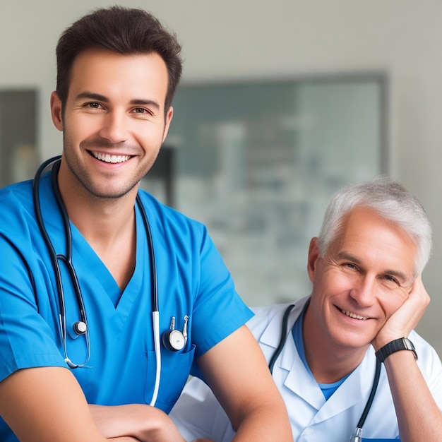 Nurse portrait in hospital man doctor whoman doctor