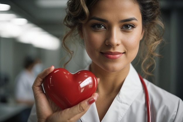 Photo nurse showing plastic heart ar c