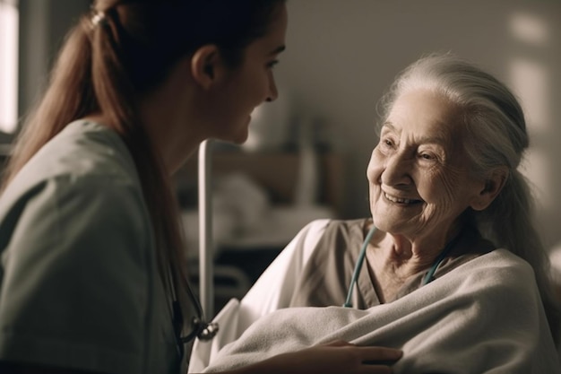 Photo a nurse talking to an elderly woman