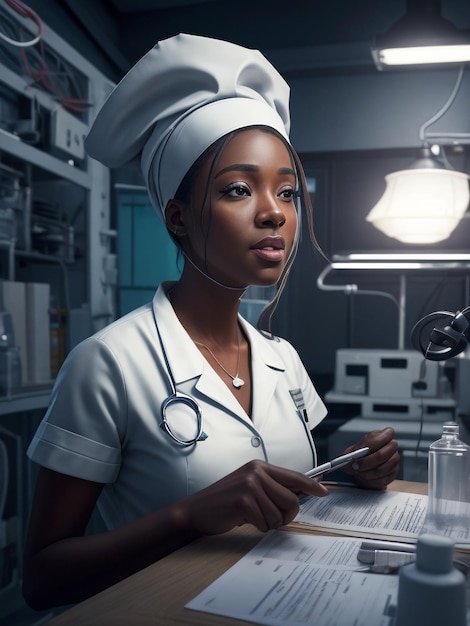 A nurse at their workspace