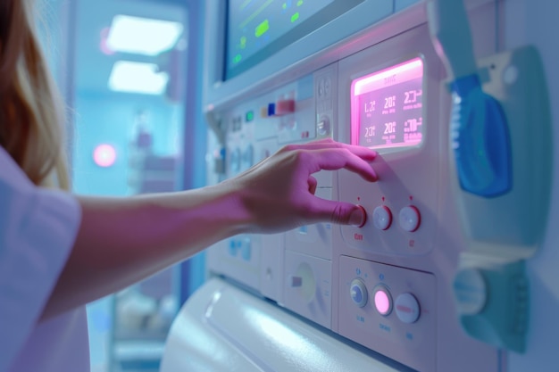 Nurse using modern medical equipment