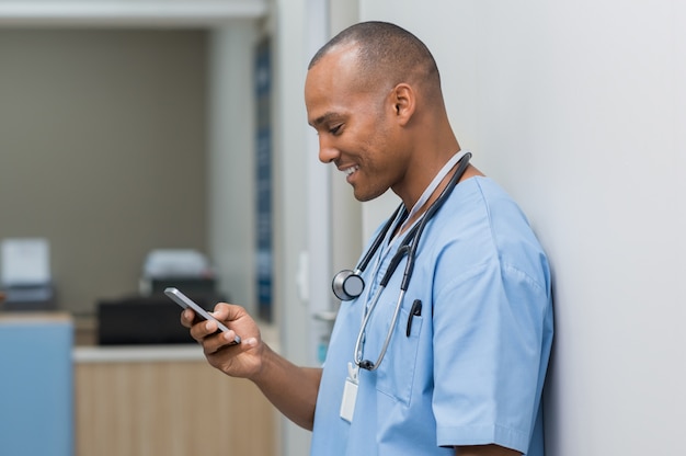 Nurse using phone