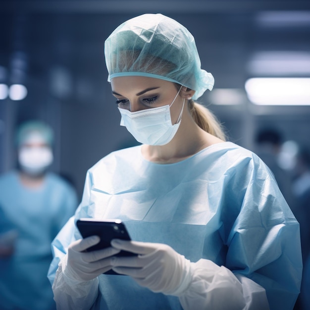 nurse using tablet