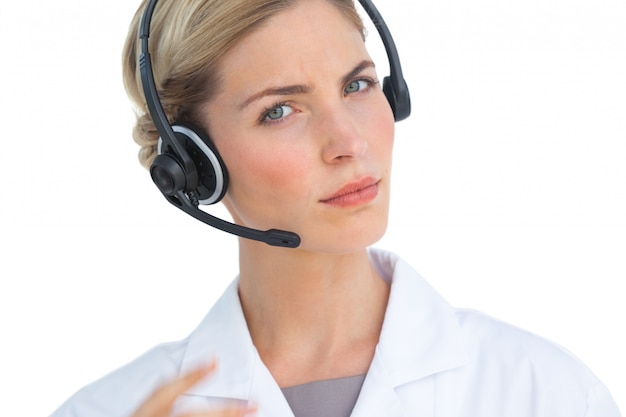 Nurse wearing headset