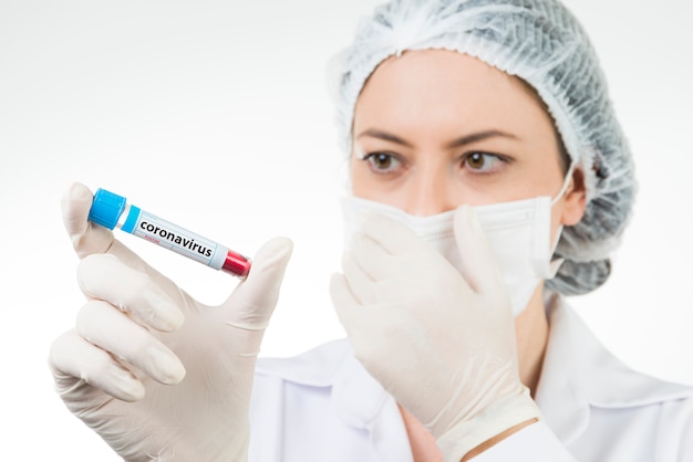 Nurse wearing protective equipment with a positive result in the coronavirus blood test.