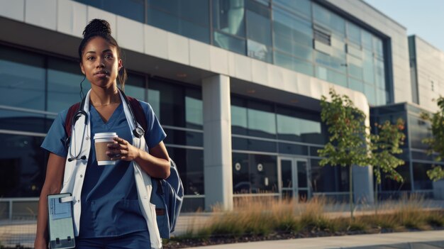 The nurse with coffee