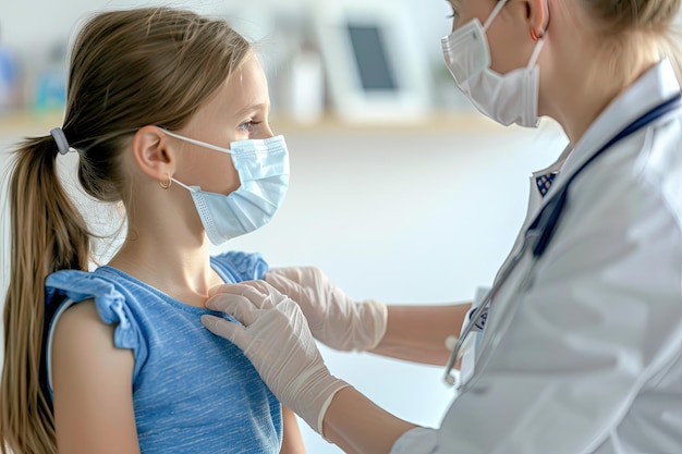 a nurse with a nurse wearing a blue uniform and a nurses face mask