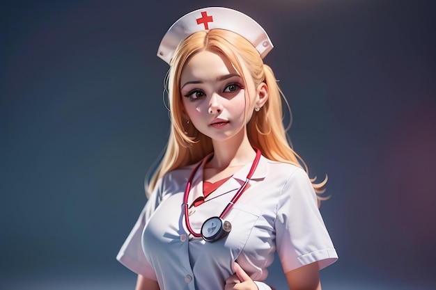 A nurse with a red cross on her cap