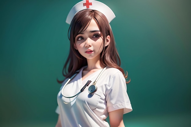 A nurse with a red cross on her cap