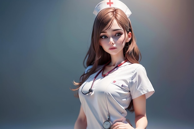 A nurse with a red cross on her cap