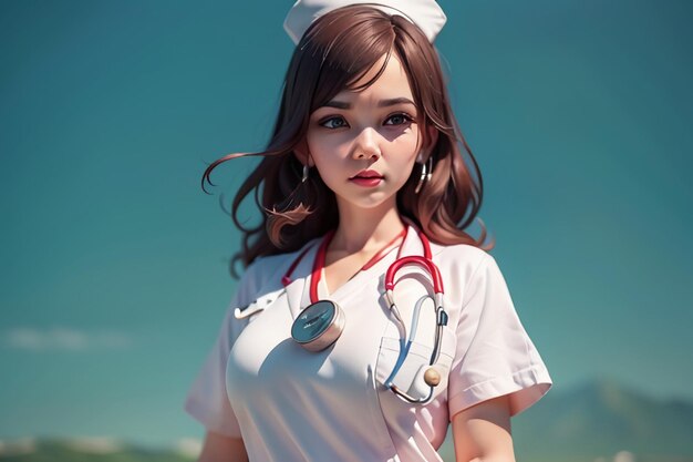 A nurse with a stethoscope around her neck