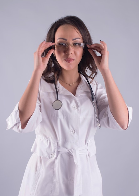 Nurse with stethoscope and glasses