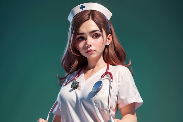 Foto un'infermiera con uno stetoscopio in testa