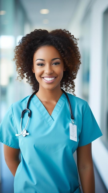 Photo a nurse with a stethoscope on her neck