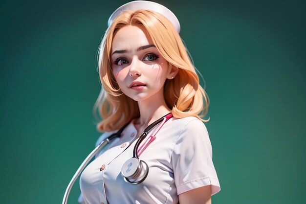 Photo a nurse with a stethoscope on her neck