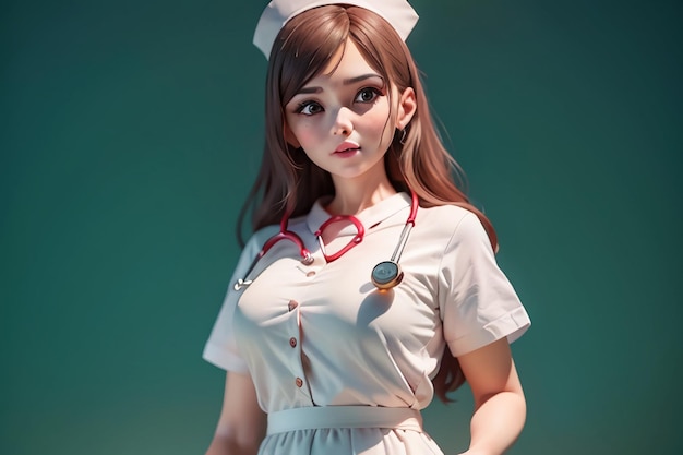 A nurse with a stethoscope on her neck