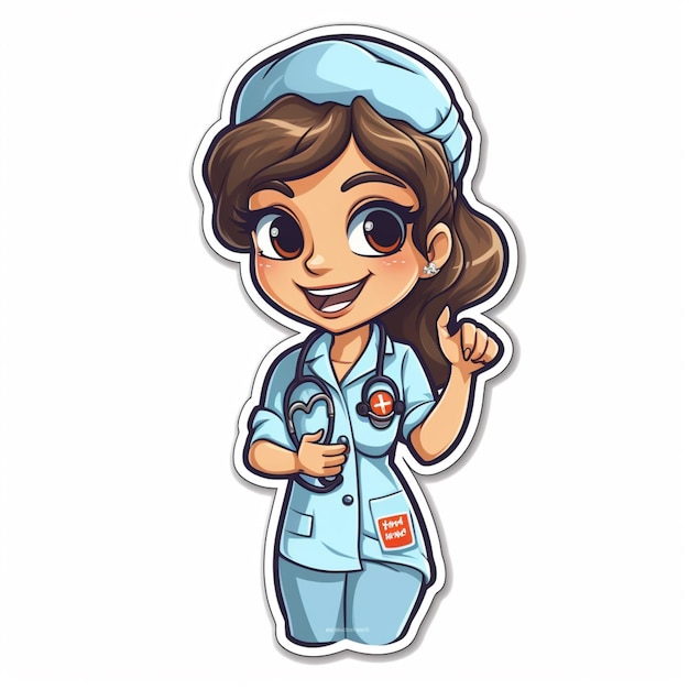 A nurse with a thumb up on her finger