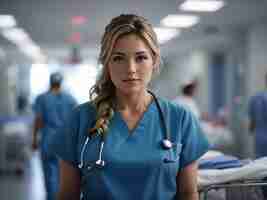 Photo nurse working at the hospital in scrubs