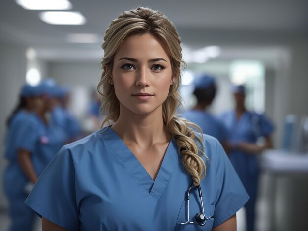 Nurse working at the hospital in scrubs