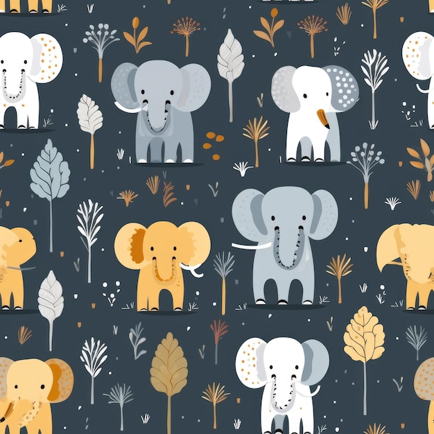 nursery decor elephant pattern illustrated simple texture seamless tile