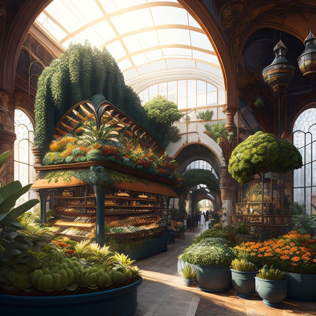 A nursery of gplants with a bunch of plants in it