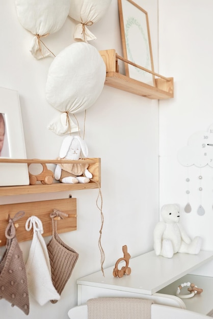 Nursery interior Wooden toys in children's room