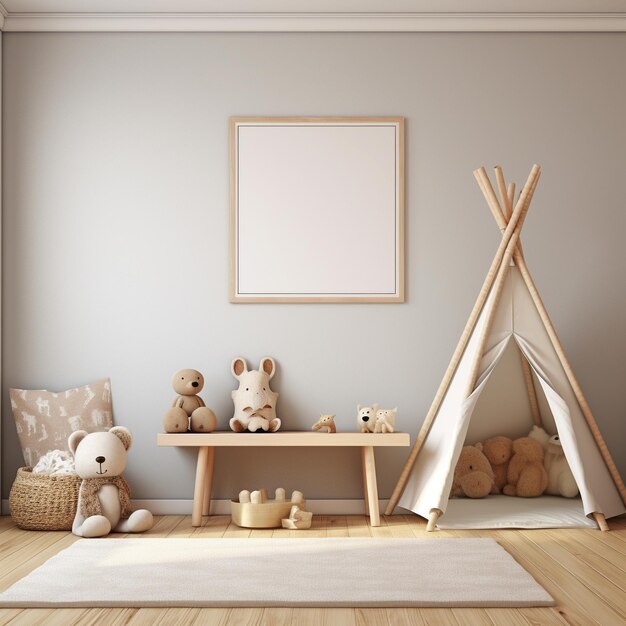 Photo nursery mockup frame hd 8k wallpaper stock photographic image