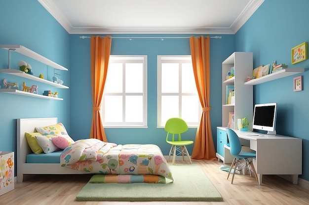 Nursery modern 3d interior composition