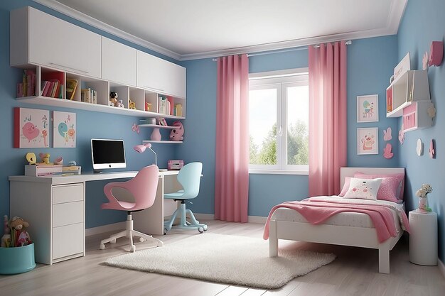 Nursery modern 3d interior composition