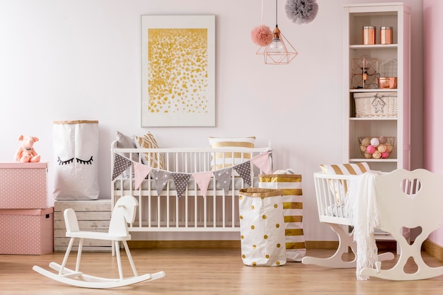 Nursery with golden dots poster