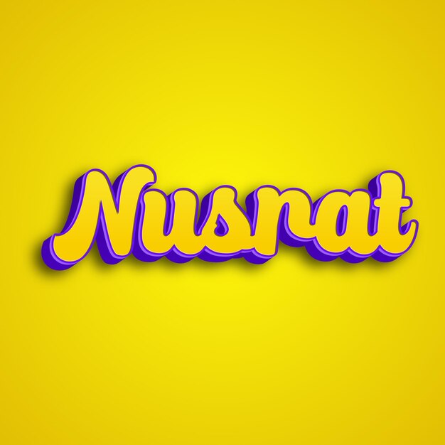 Photo nusrat typography 3d design yellow pink white background photo jpg