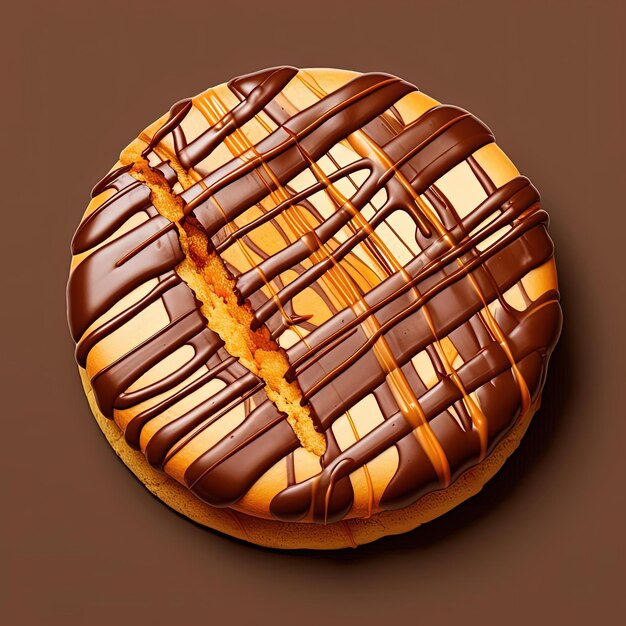 a nut butter biscuit covered in chocolate batter in the style of high detailed