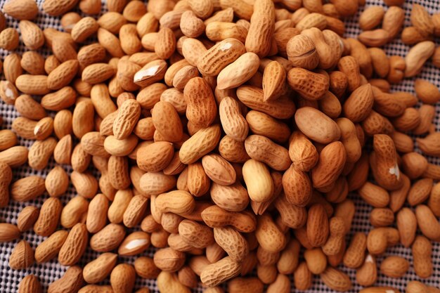 Nut display peanuts arranged on a wrapping cloth for presentation