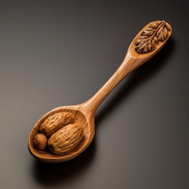 Nut in Wooden Spoon Generative AI