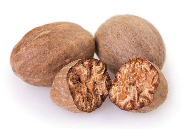 Nutmeg isolated on white background