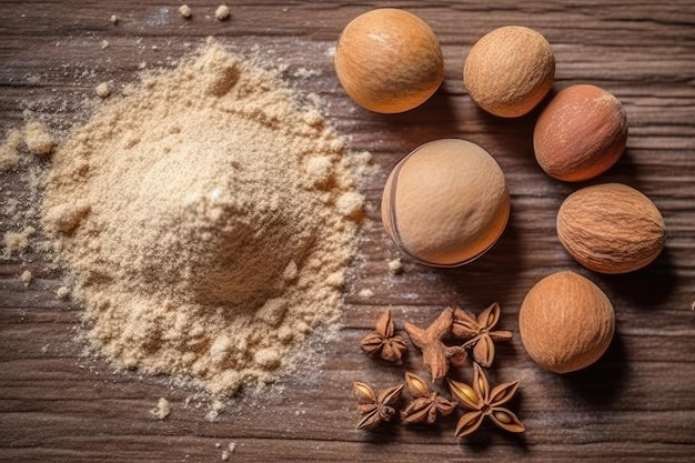 nutmeg powder on the kitchen professional advertising food photography