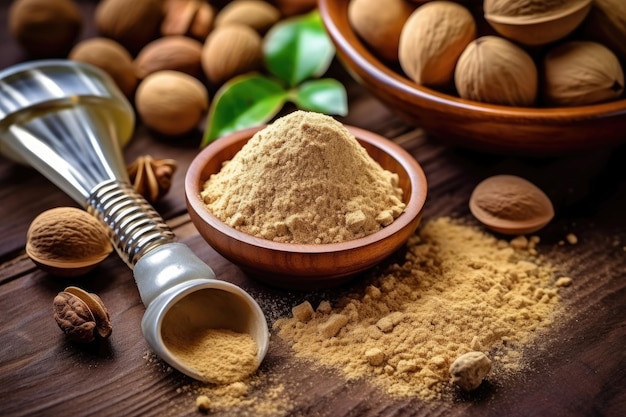 nutmeg powder on the kitchen professional advertising food photography