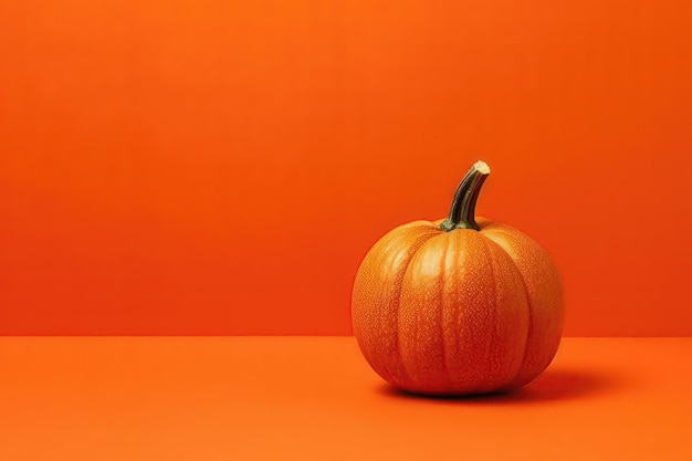 Nutmeg Pumpkin On Orange Background Empty Space Generative AI