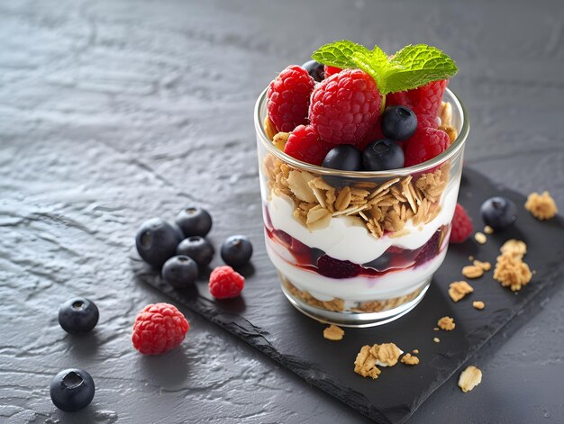 Foto yogurt perfetto ricco di nutrienti con frutta fresca