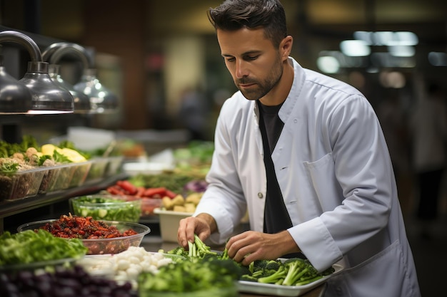 Nutritionist and team plan healthy meals in hospital generative IA